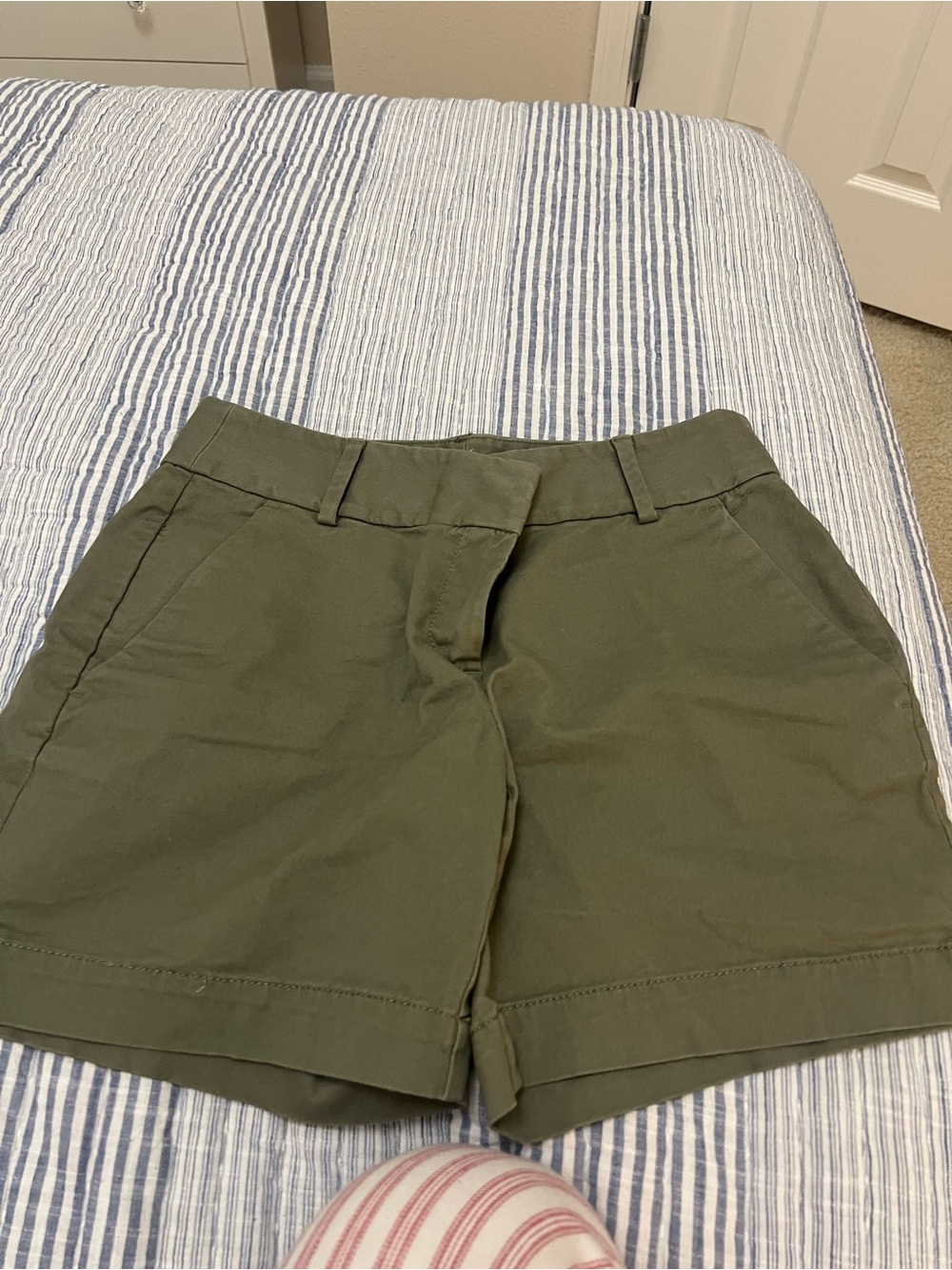LOFT Olive Green Mid-Rise Chino Shorts